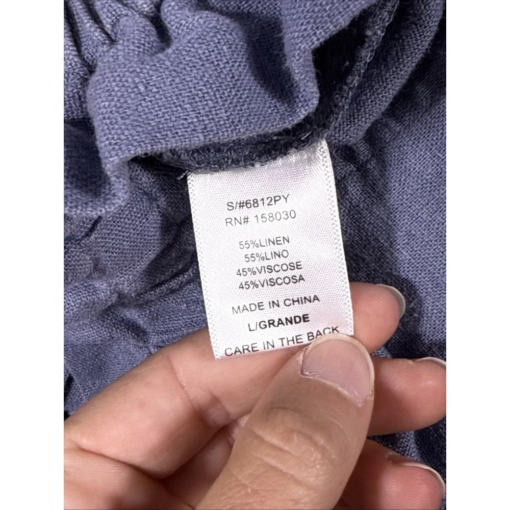 Love Tree Pants Womens Size Large Blue Wide Linen Viscose‎ Pull On Hippie